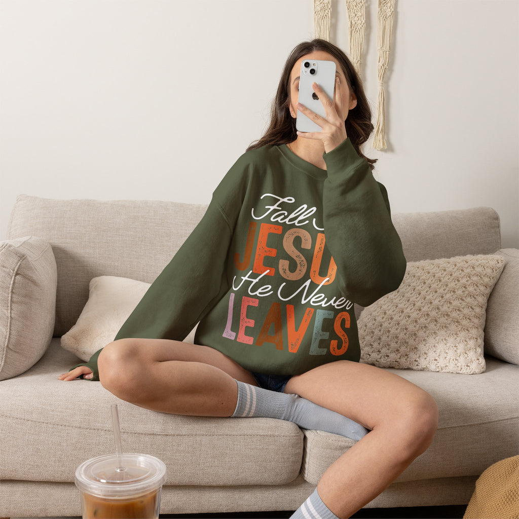 Fall For Jesus  Sweatshirt — Christian Faith Typography Crewneck