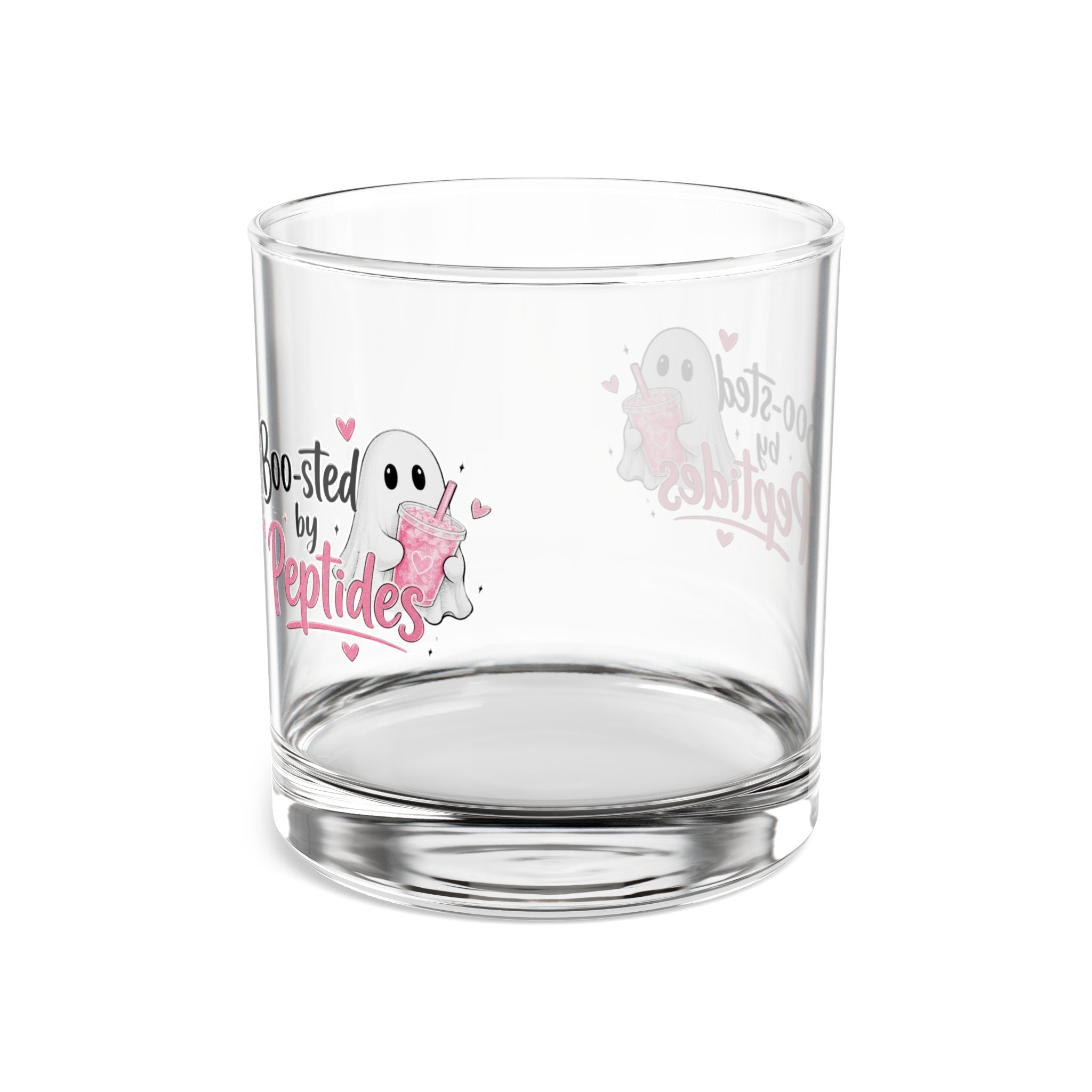 10oz Rocks Glass — "Boo-sted by Peptides" Cute Ghost Cocktail Glass