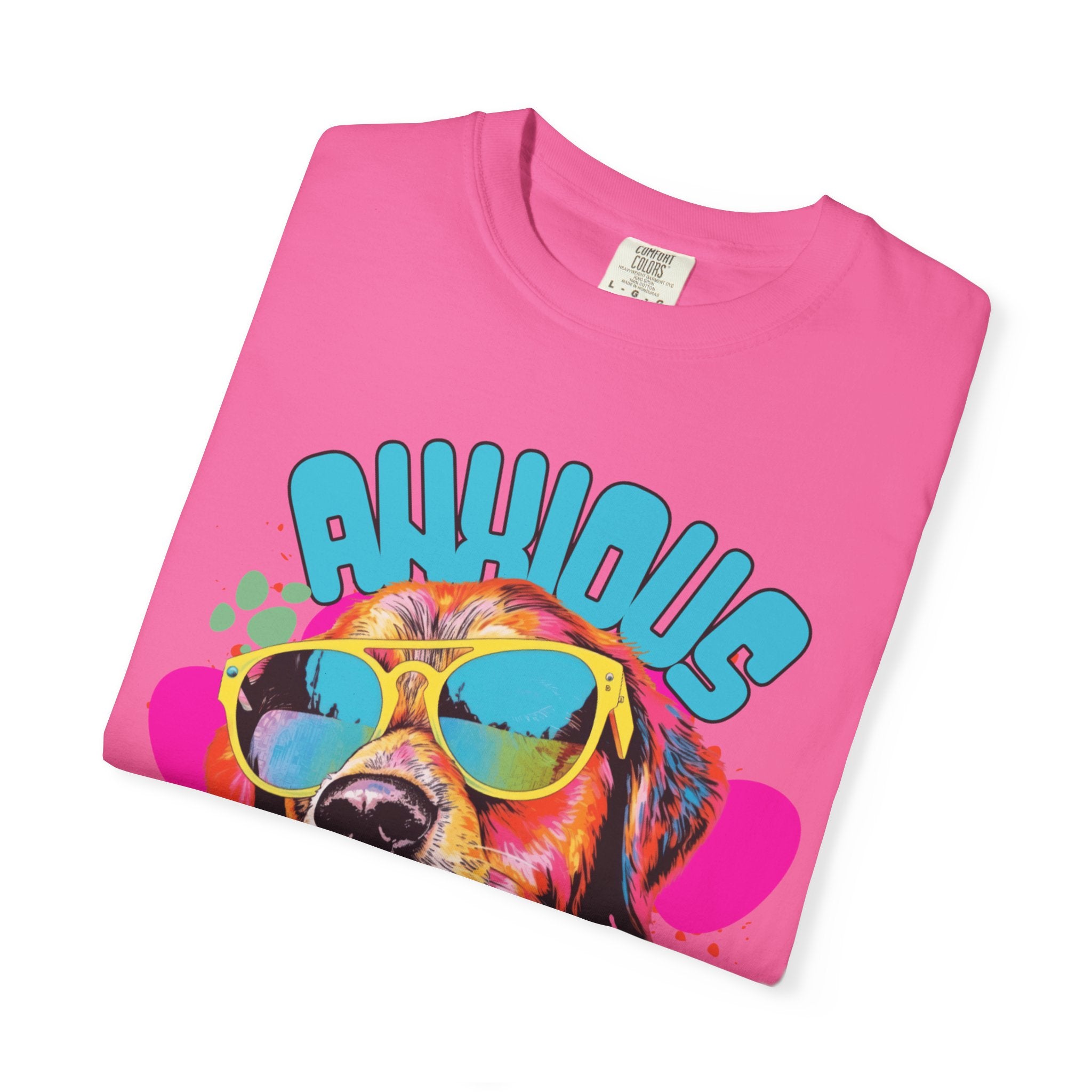 Retro Golden Retriever Shirt, Anxious but Pawsitive Tee, Mental Health Dog Mom, Comfort Colors Colorful Puppy T Shirt, Dog Lover Gift