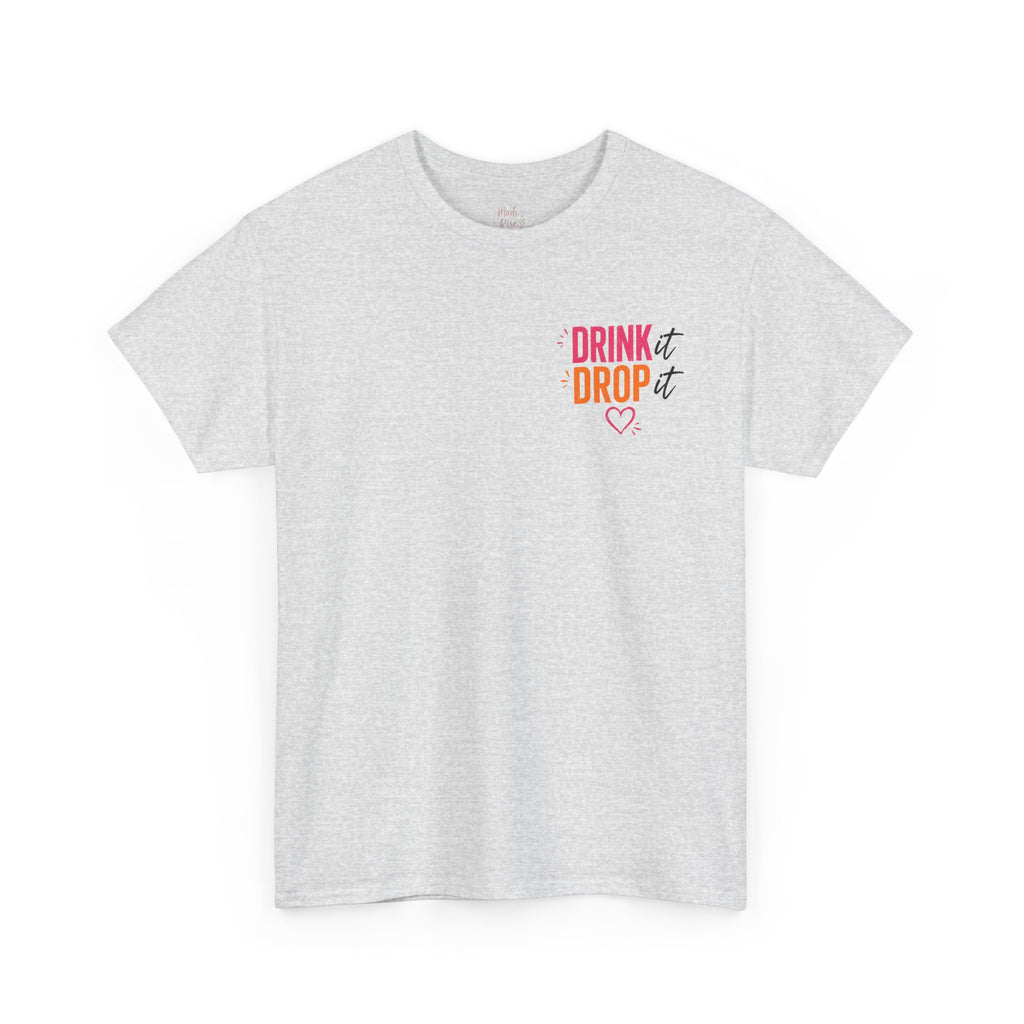 Drink Drop Heart Tee — Cute Minimalist Coffee Graphic T‑Shirt