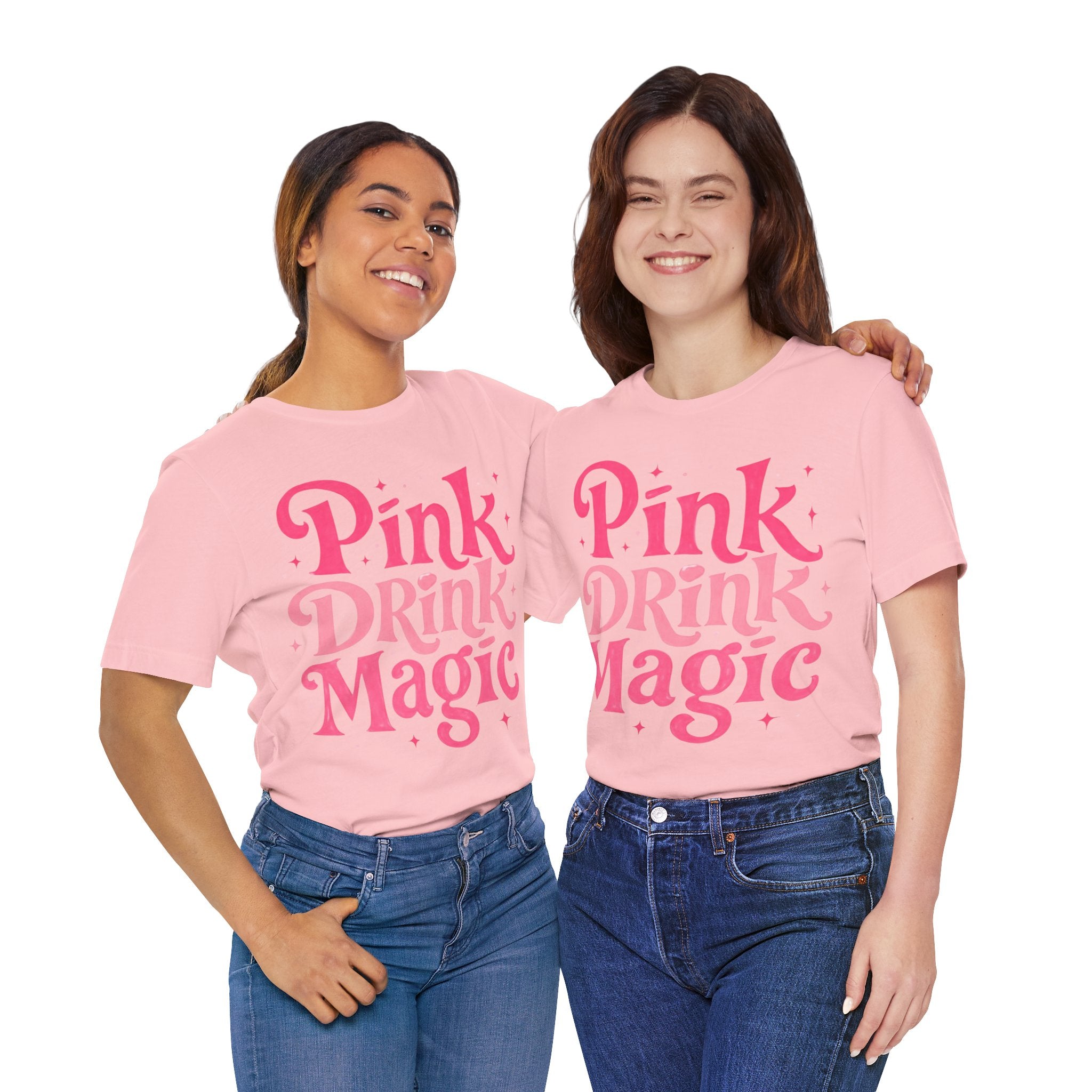 Pink Drink Magic Tee — Cute Retro Script Graphic T-Shirt