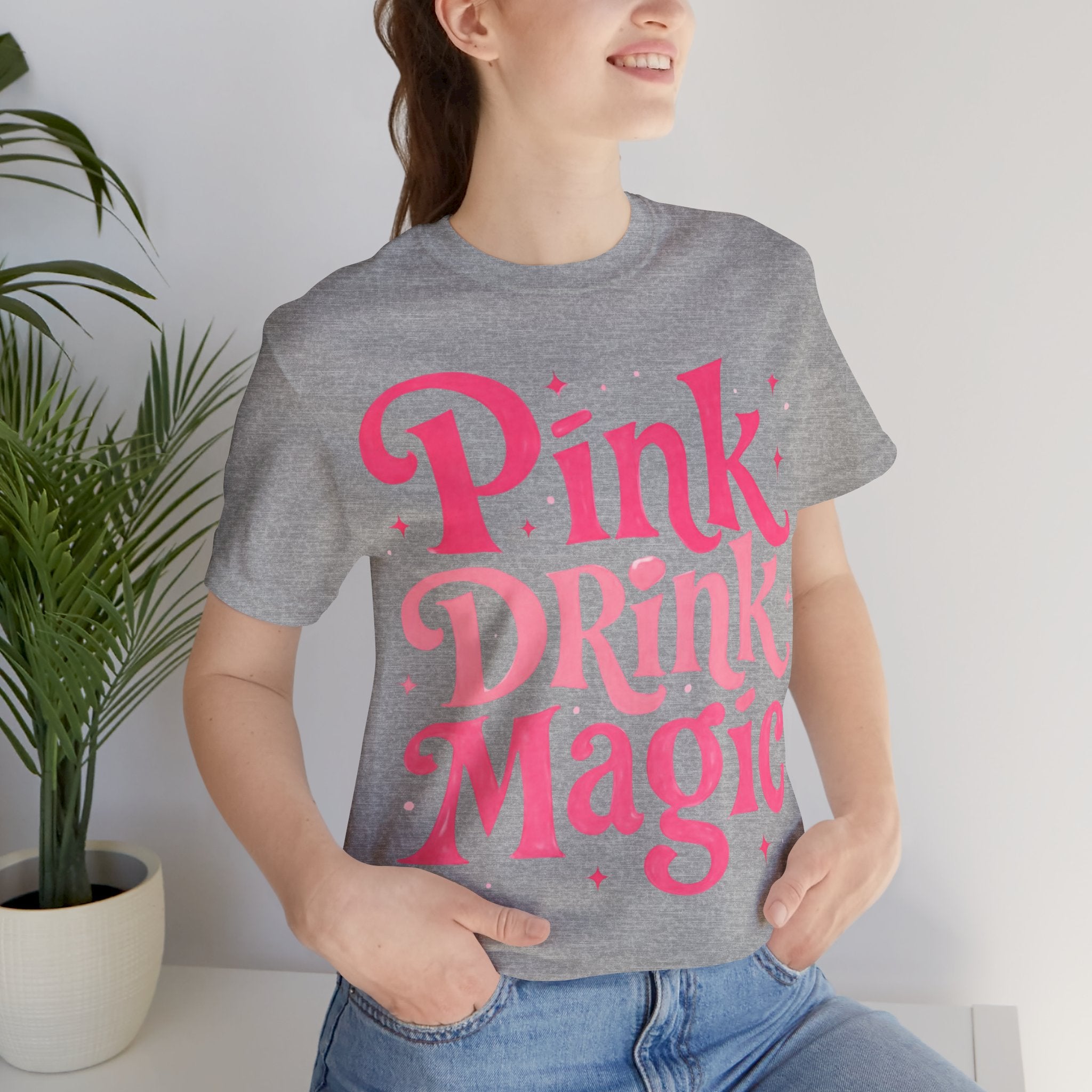 Pink Drink Magic Tee — Cute Retro Script Graphic T-Shirt