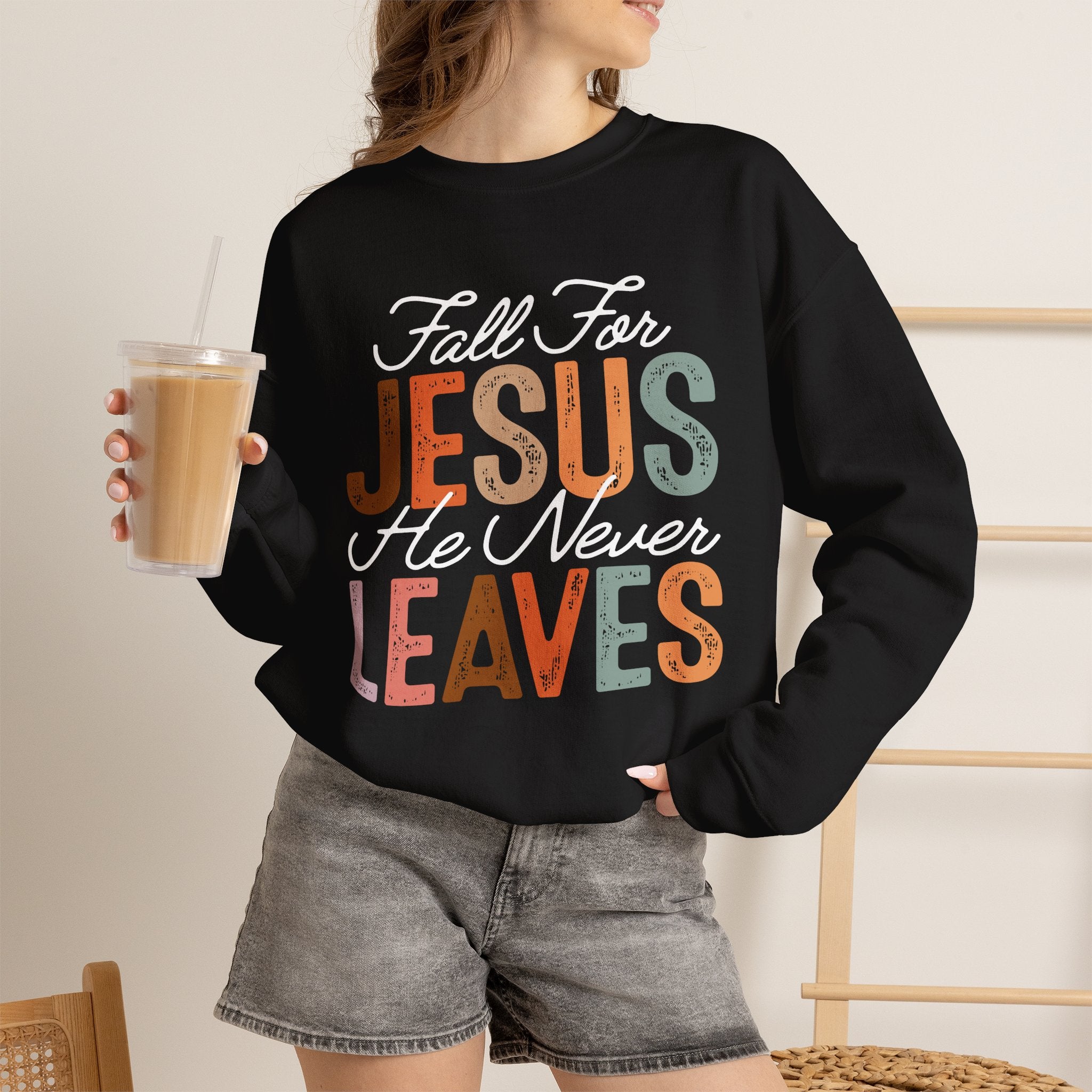 Fall For Jesus  Sweatshirt — Christian Faith Typography Crewneck
