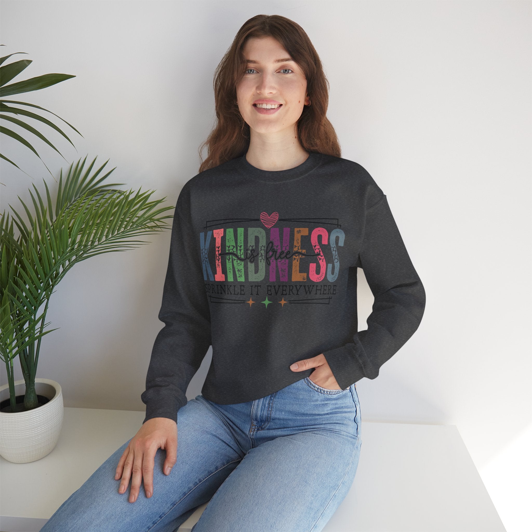 Kindness Is Free Sweatshirt, Retro Pastel Graphic Crewneck, Inspirational Teacher Gift, Gildan 18000 Cozy Fun Pullover