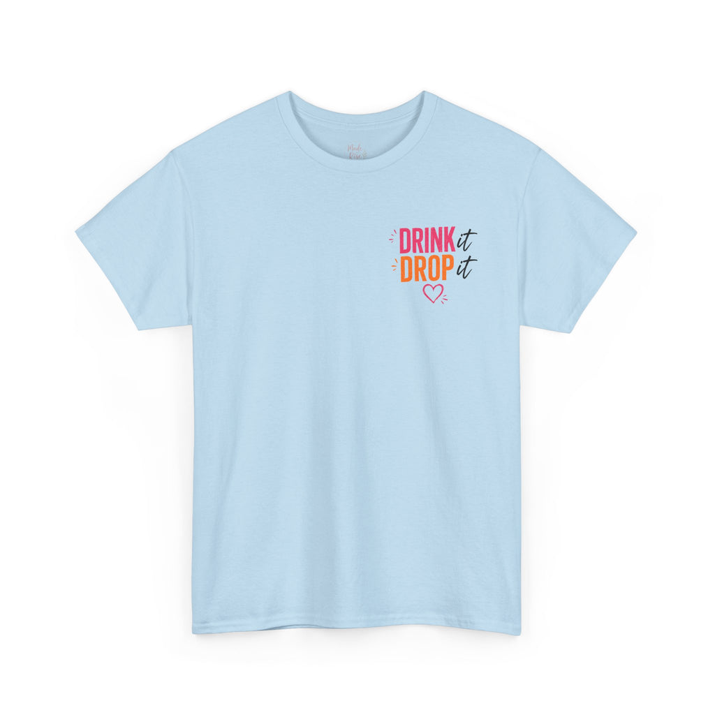 Drink Drop Heart Tee — Cute Minimalist Coffee Graphic T‑Shirt