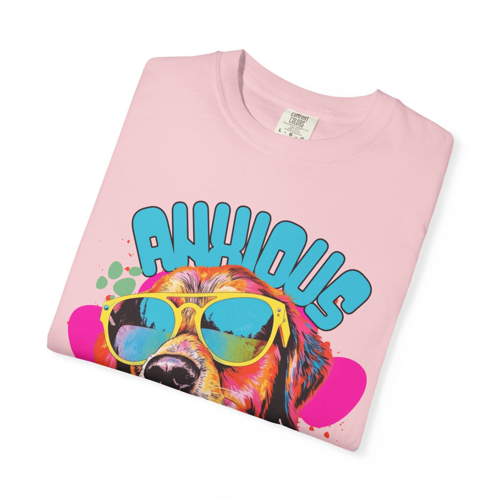 Retro Golden Retriever Shirt, Anxious but Pawsitive Tee, Mental Health Dog Mom, Comfort Colors Colorful Puppy T Shirt, Dog Lover Gift