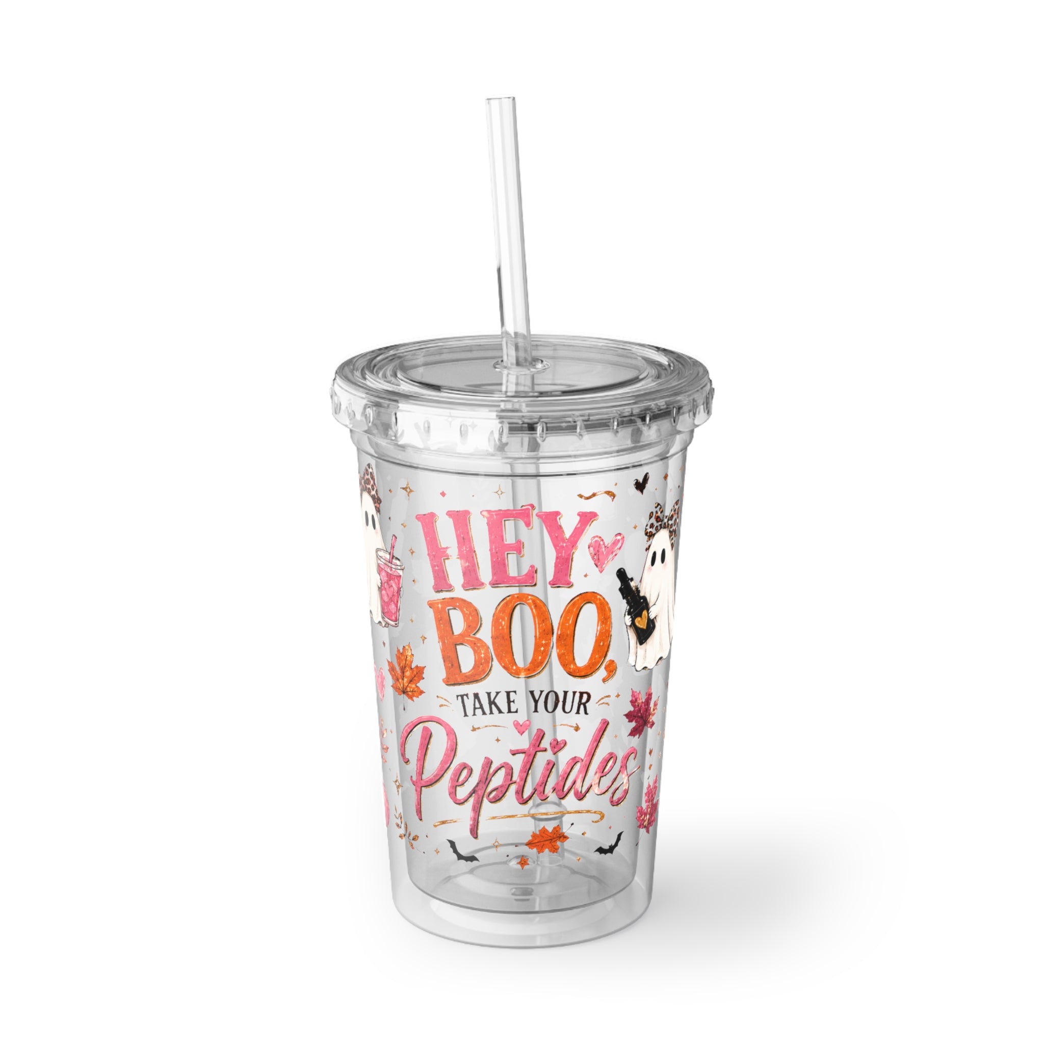 Autumn 'Hey Boo' Ghost Acrylic Tumbler