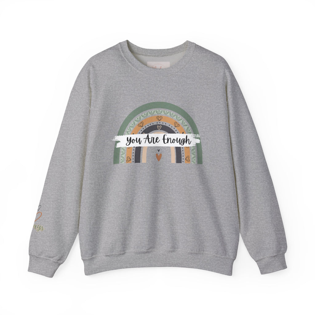 You Are Enough Sweatshirt, Mental Health Sweater, Boho Inspirational Sweatshirt, Rainbow Crewneck Sweatshirt, Cozy Crewneck Sweater