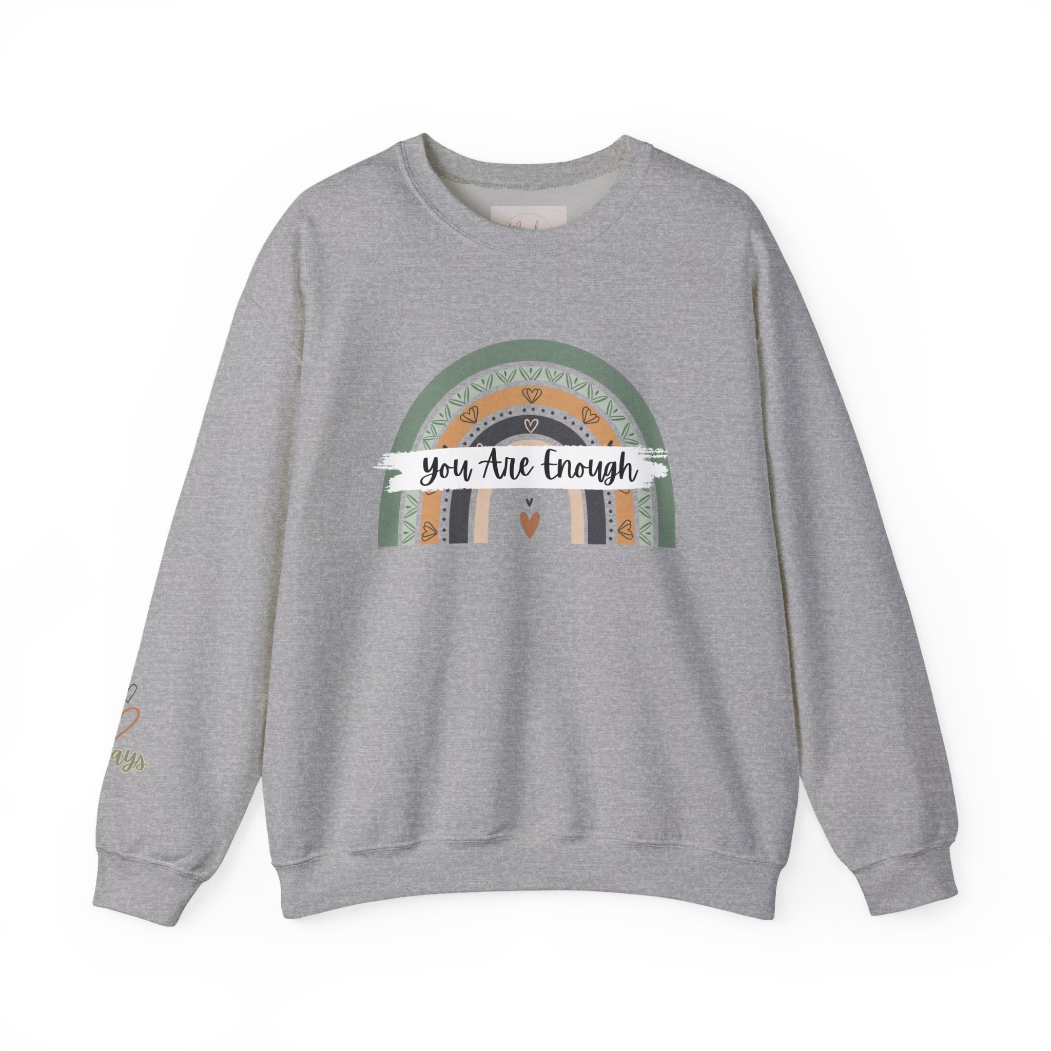 You Are Enough Sweatshirt, Mental Health Sweater, Boho Inspirational Sweatshirt, Rainbow Crewneck Sweatshirt, Cozy Crewneck Sweater