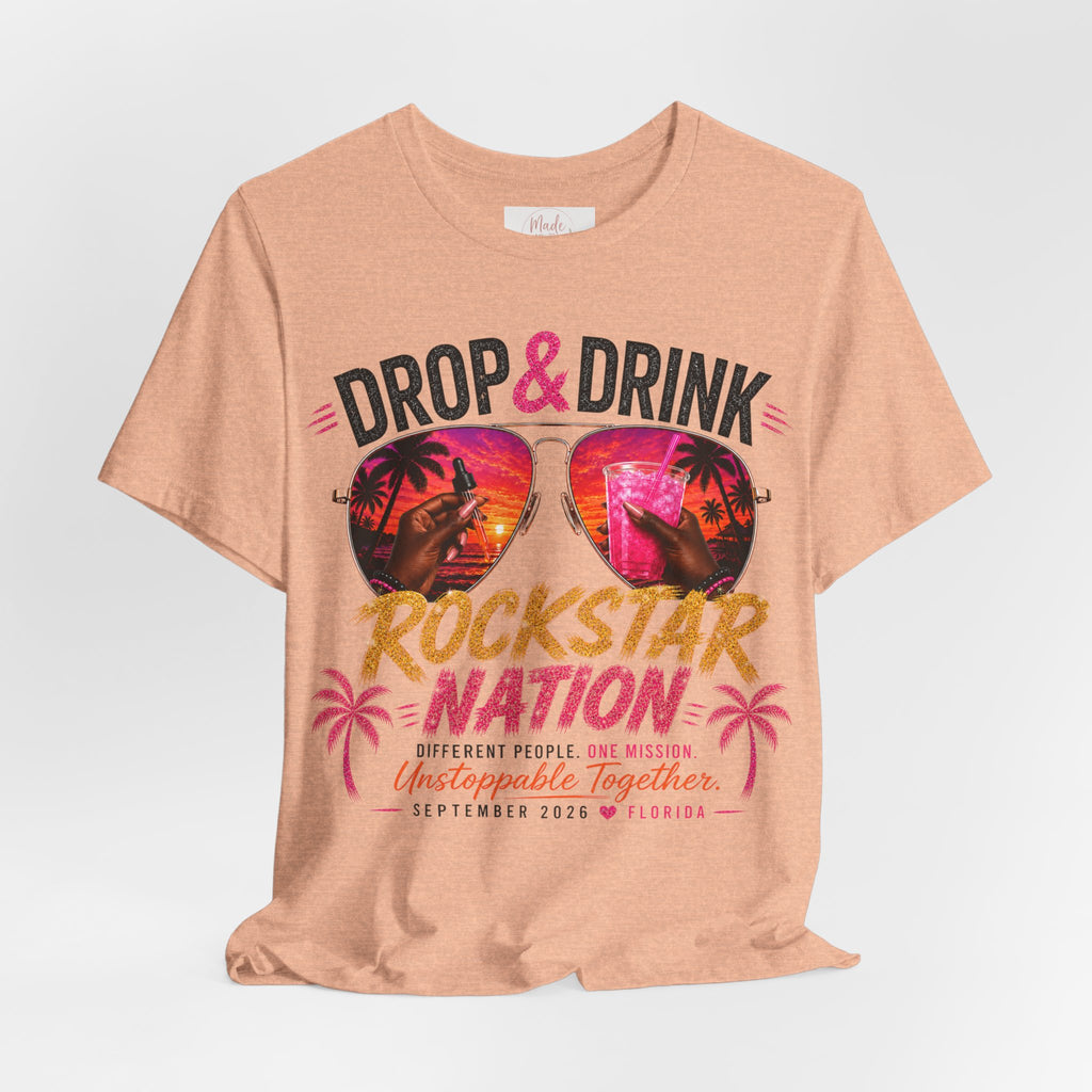 Dark Complexion (women) of Team Black Drop & Drink Beach T‑Shirt –  Sunglasses Graphic