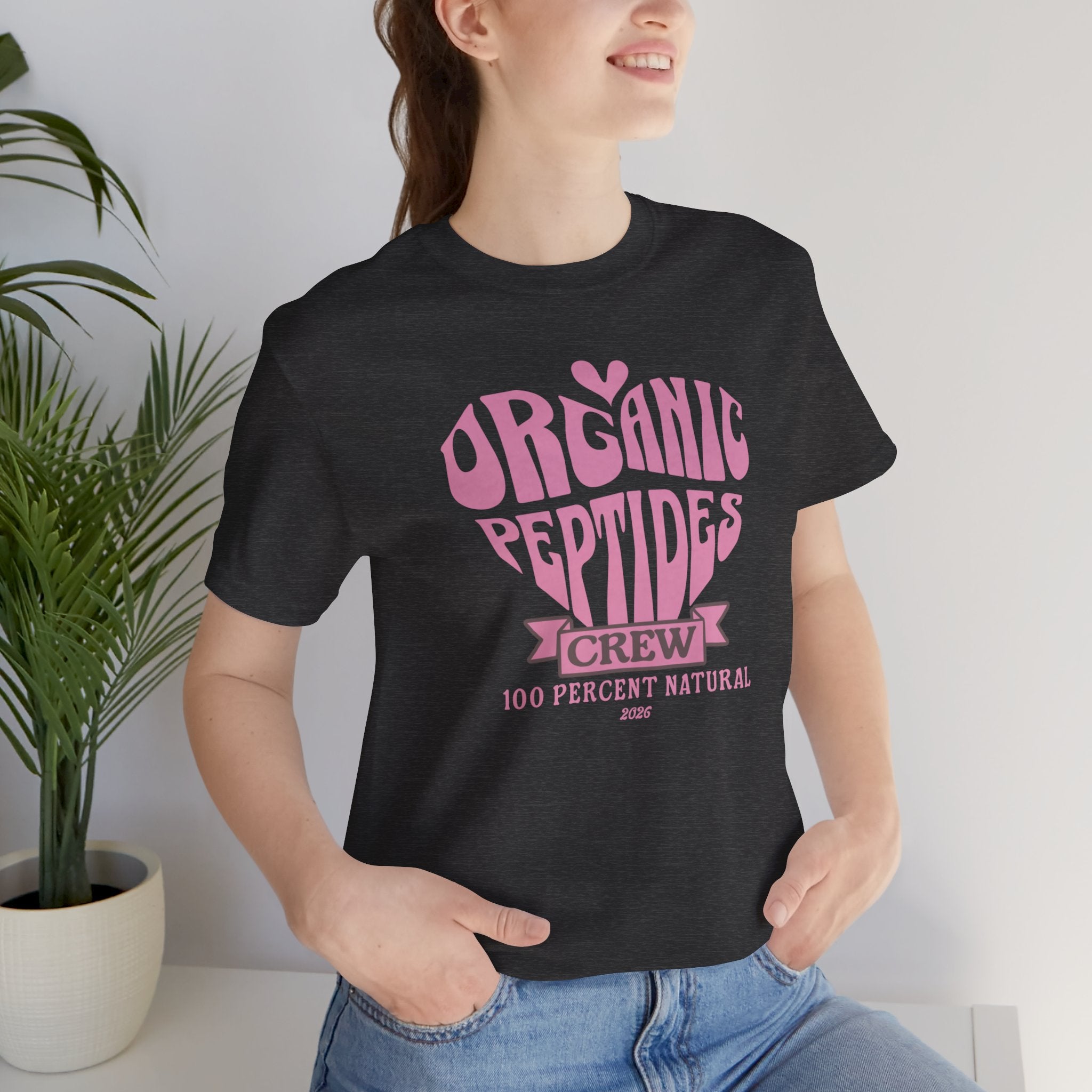 Organic Peptides Tee — Cute Retro Script Graphic T-Shirt
