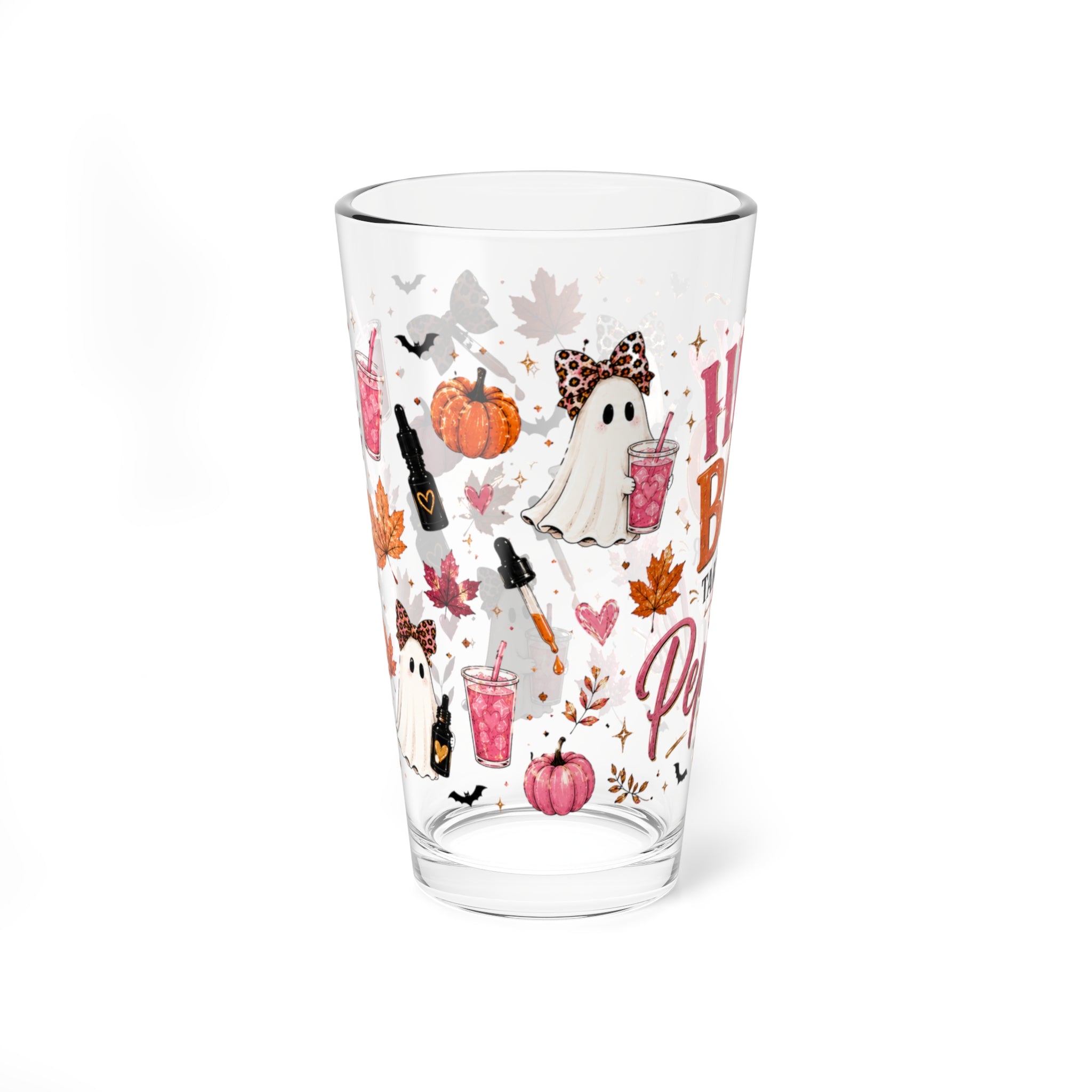 Hey Boo Take Your Peptides Mixing Glass - 16oz Halloween Cocktail Pint