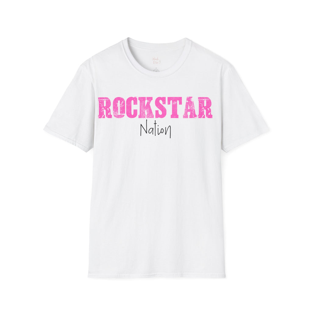 Rockstar Nation T-Shirt — Pink Distressed Graphic Tee
