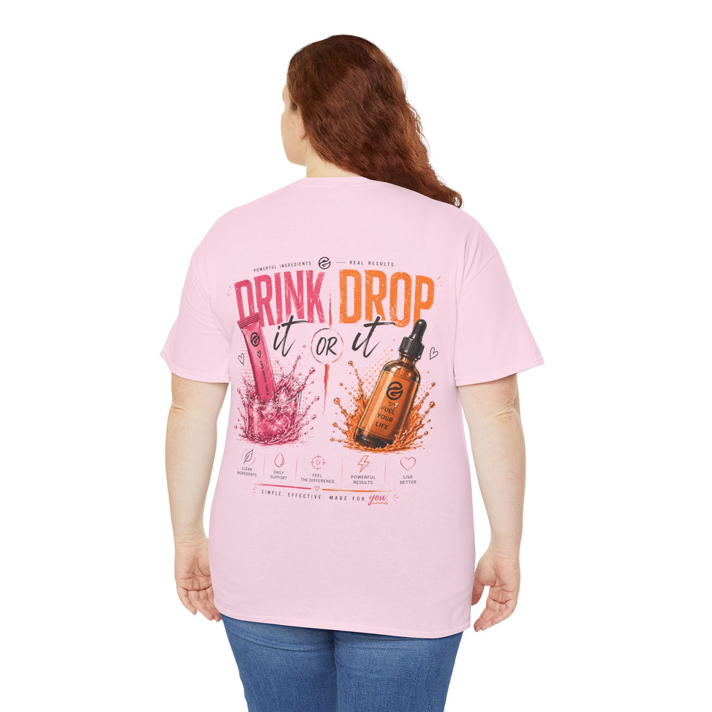 Drink Drop It or Lit Tee — Retro Cocktail Party Graphic T-Shirt