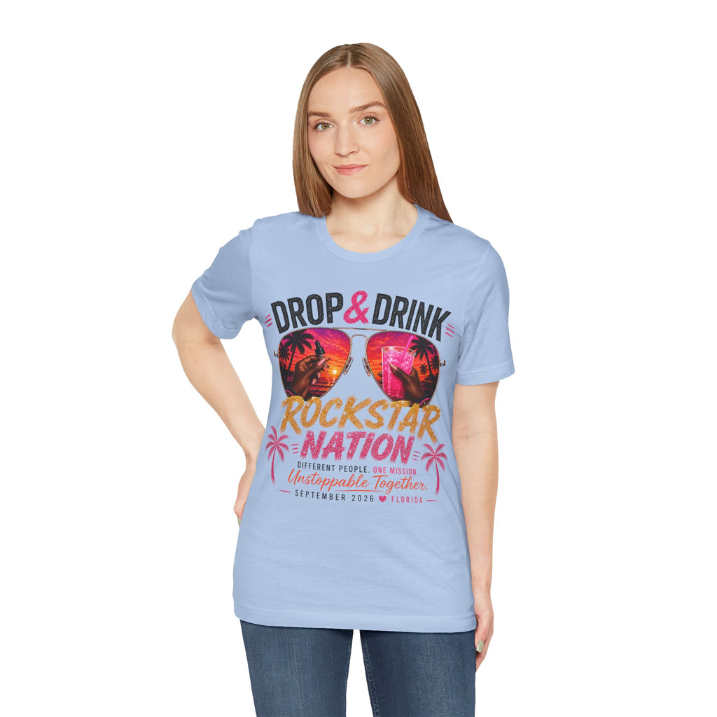 Dark Complexion (women) of Team Black Drop & Drink Beach T‑Shirt –  Sunglasses Graphic