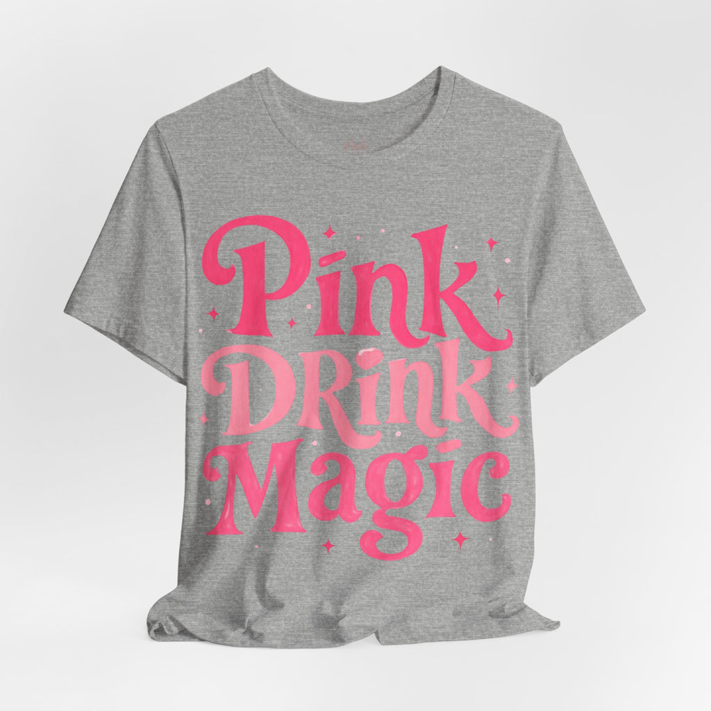 Pink Drink Magic Tee — Cute Retro Script Graphic T-Shirt