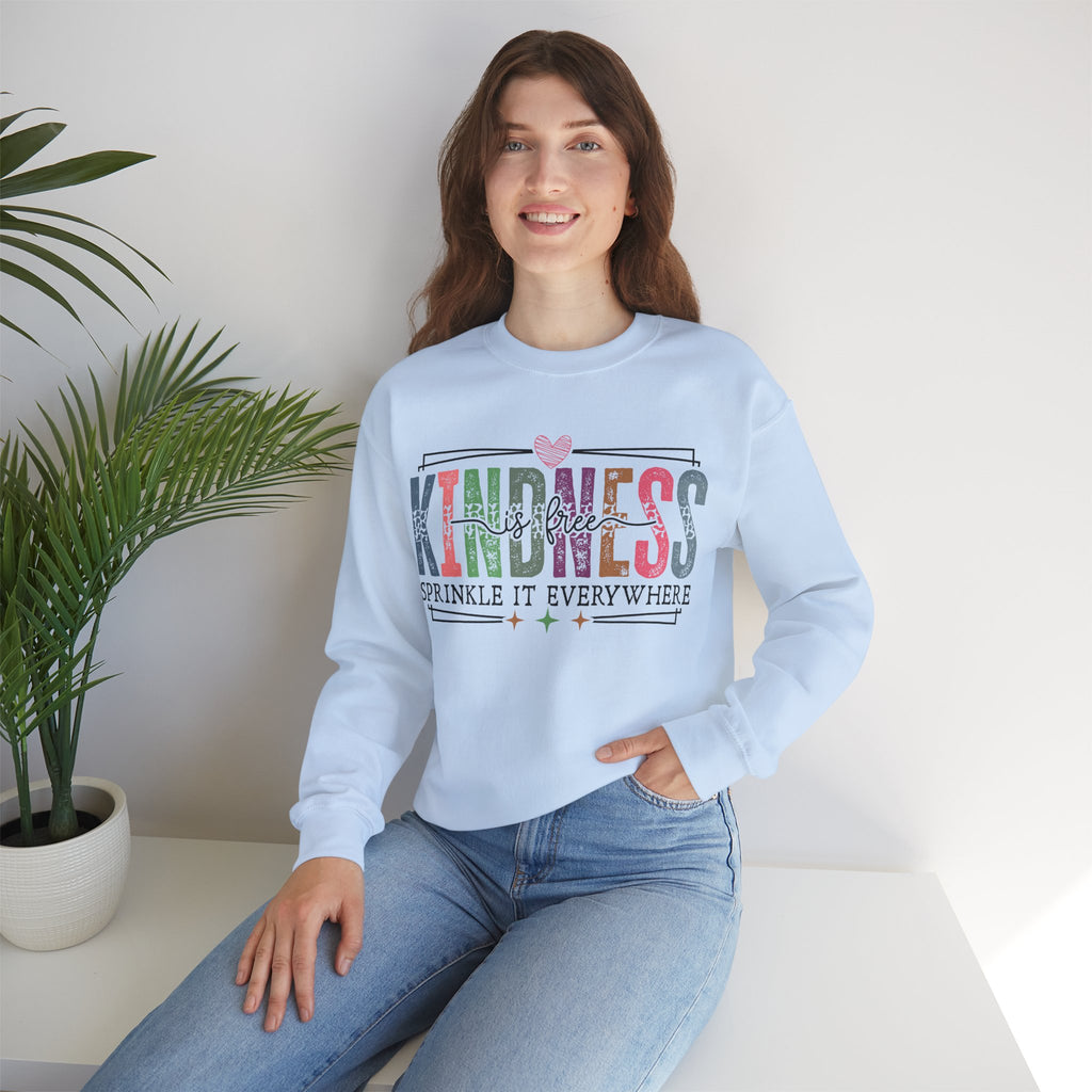Kindness Is Free Sweatshirt, Retro Pastel Graphic Crewneck, Inspirational Teacher Gift, Gildan 18000 Cozy Fun Pullover
