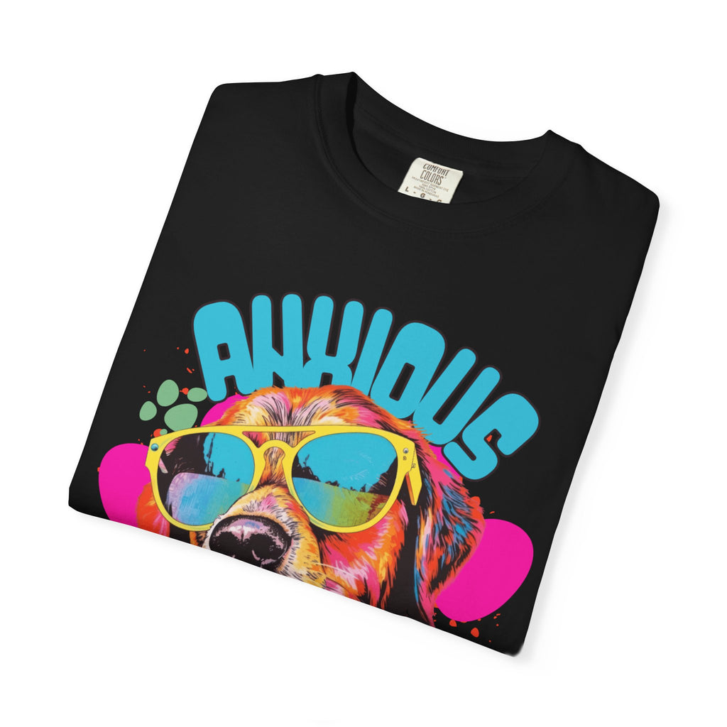 Retro Golden Retriever Shirt, Anxious but Pawsitive Tee, Mental Health Dog Mom, Comfort Colors Colorful Puppy T Shirt, Dog Lover Gift