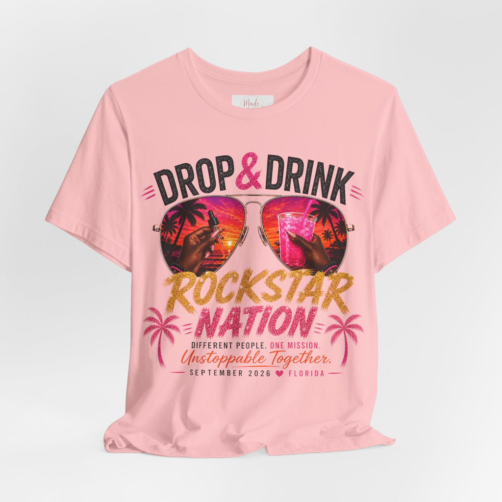 Dark Complexion (women) of Team Black Drop & Drink Beach T‑Shirt –  Sunglasses Graphic