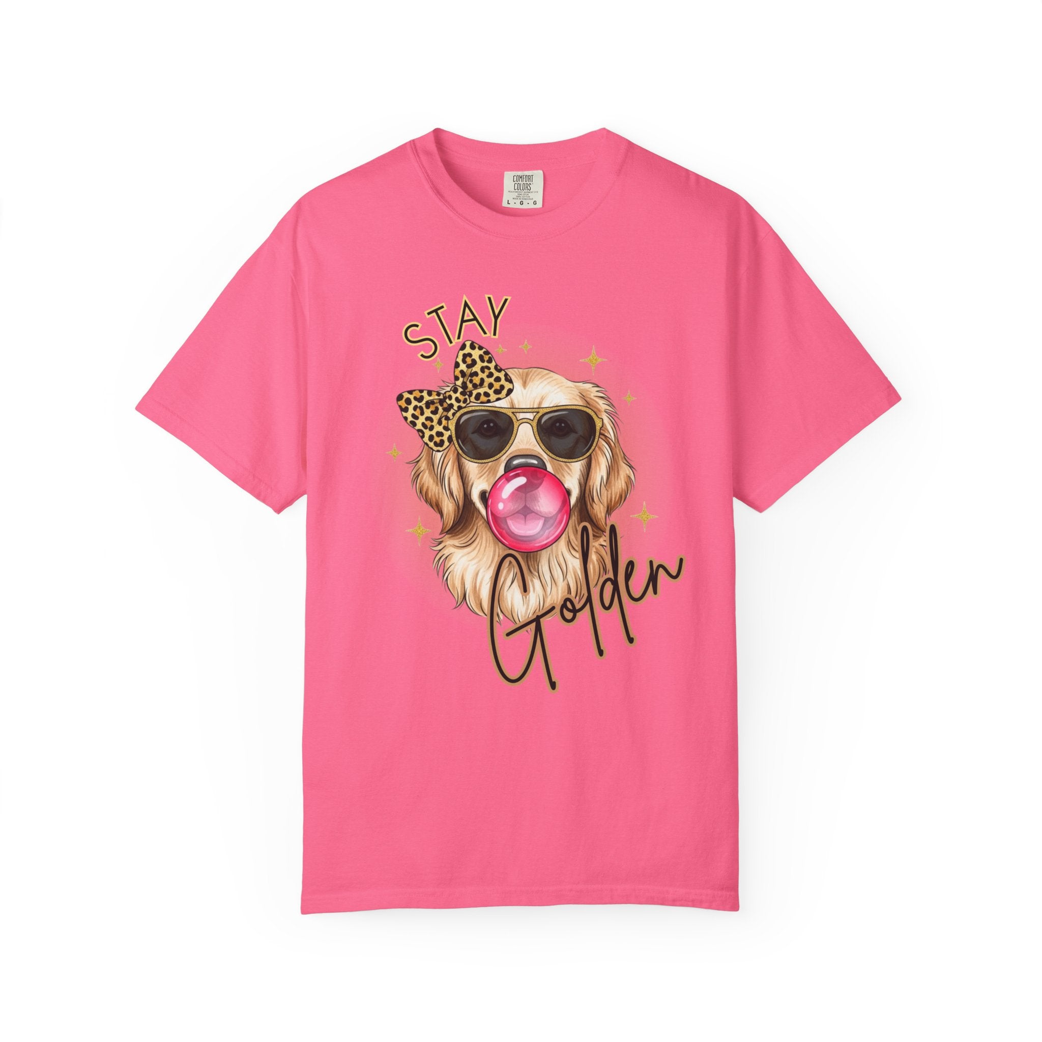 Stay Golden Retriever Shirt, Cute Dog Graphic Tee, Positive Vibes Energy, Bubble Gum Dog T Shirt, Aesthetic Pet Lover Gift, Gift for Her