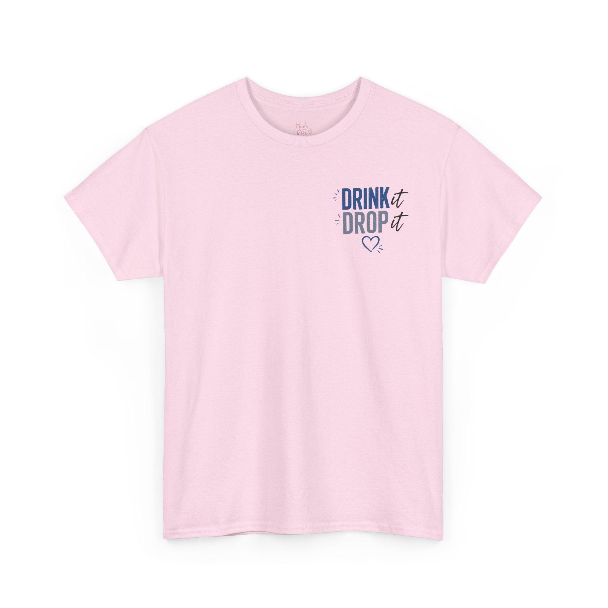 Blue Drink Drop Heart Tee — Cute Minimalist Coffee Graphic T‑Shirt