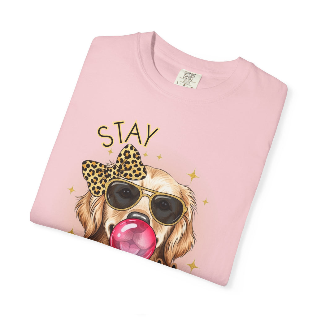 Stay Golden Retriever Shirt, Cute Dog Graphic Tee, Positive Vibes Energy, Bubble Gum Dog T Shirt, Aesthetic Pet Lover Gift, Gift for Her