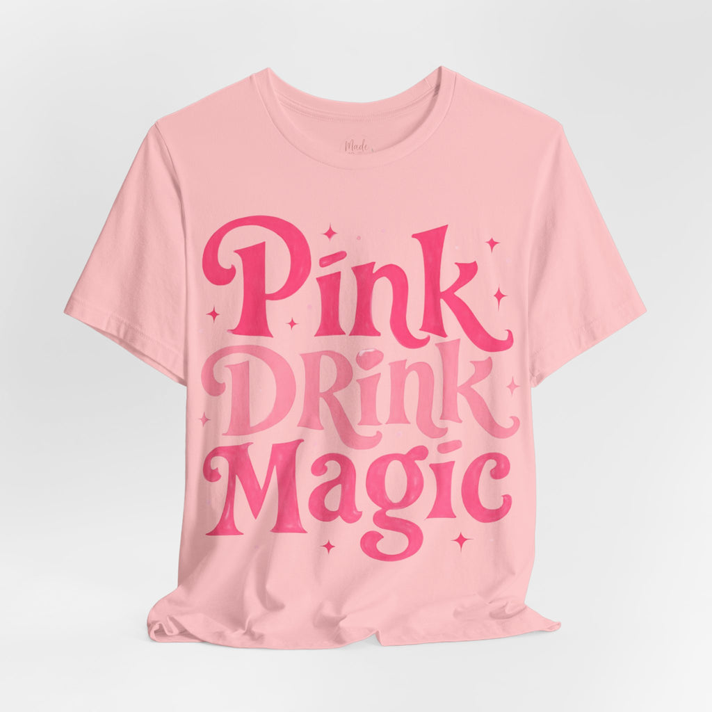Pink Drink Magic Tee — Cute Retro Script Graphic T-Shirt