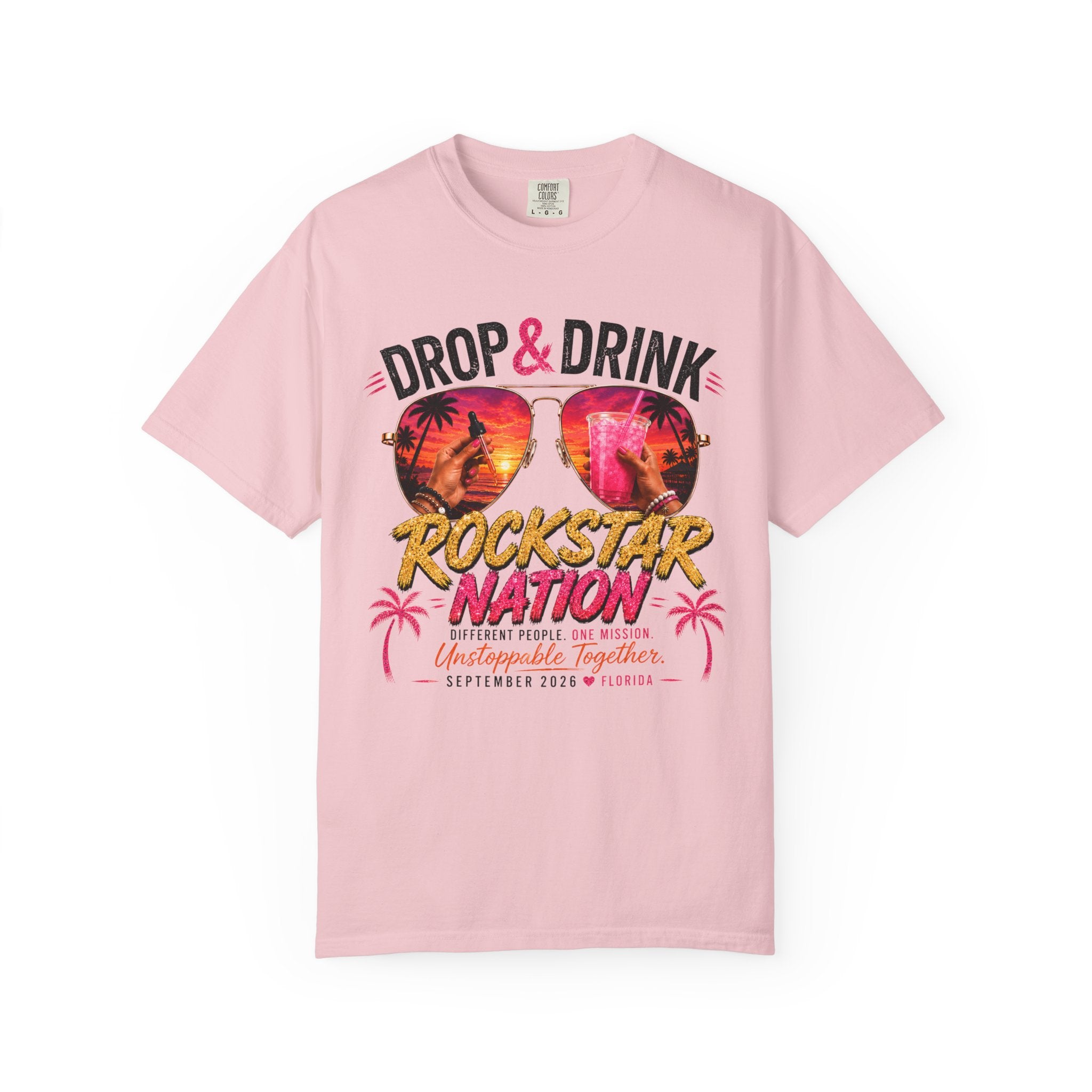 Unisex Drop & Drink Change Lives T-Shirt — Firefighter Sunglasses Graphic Tee