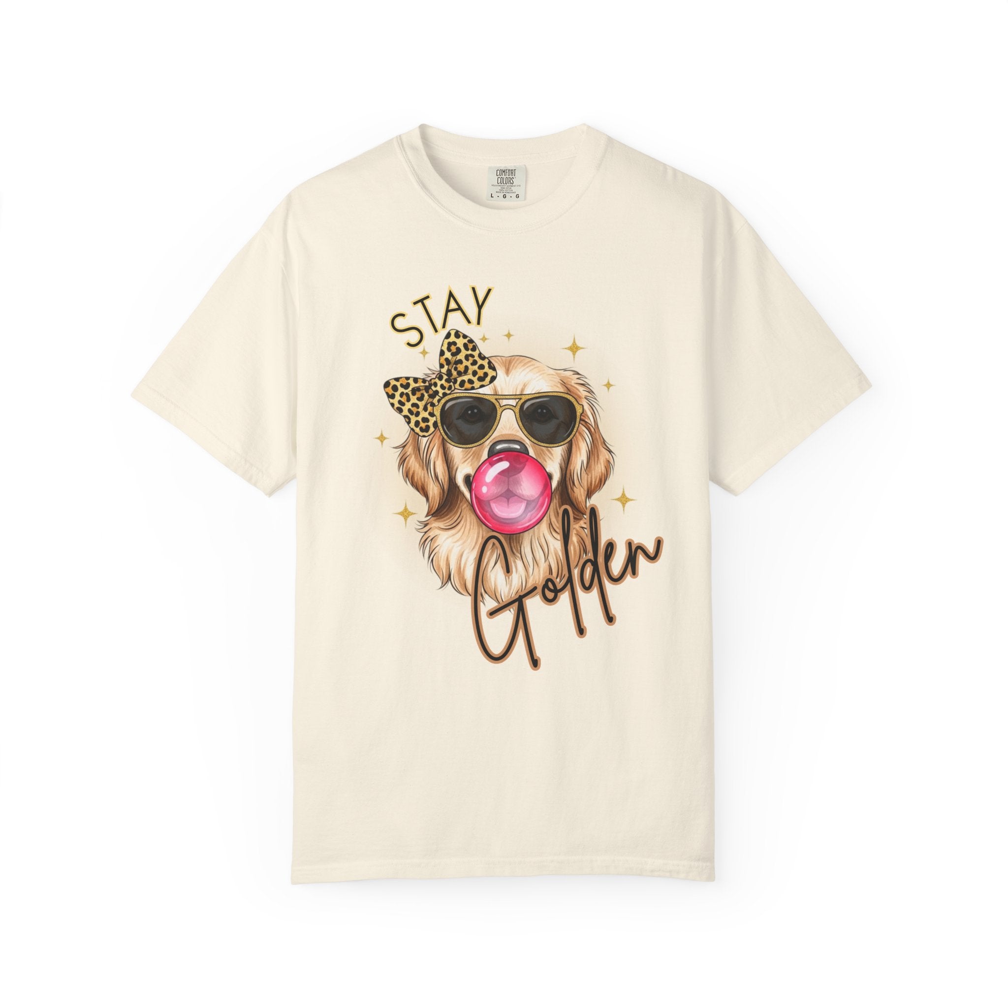 Stay Golden Retriever Shirt, Cute Dog Graphic Tee, Positive Vibes Energy, Bubble Gum Dog T Shirt, Aesthetic Pet Lover Gift, Gift for Her