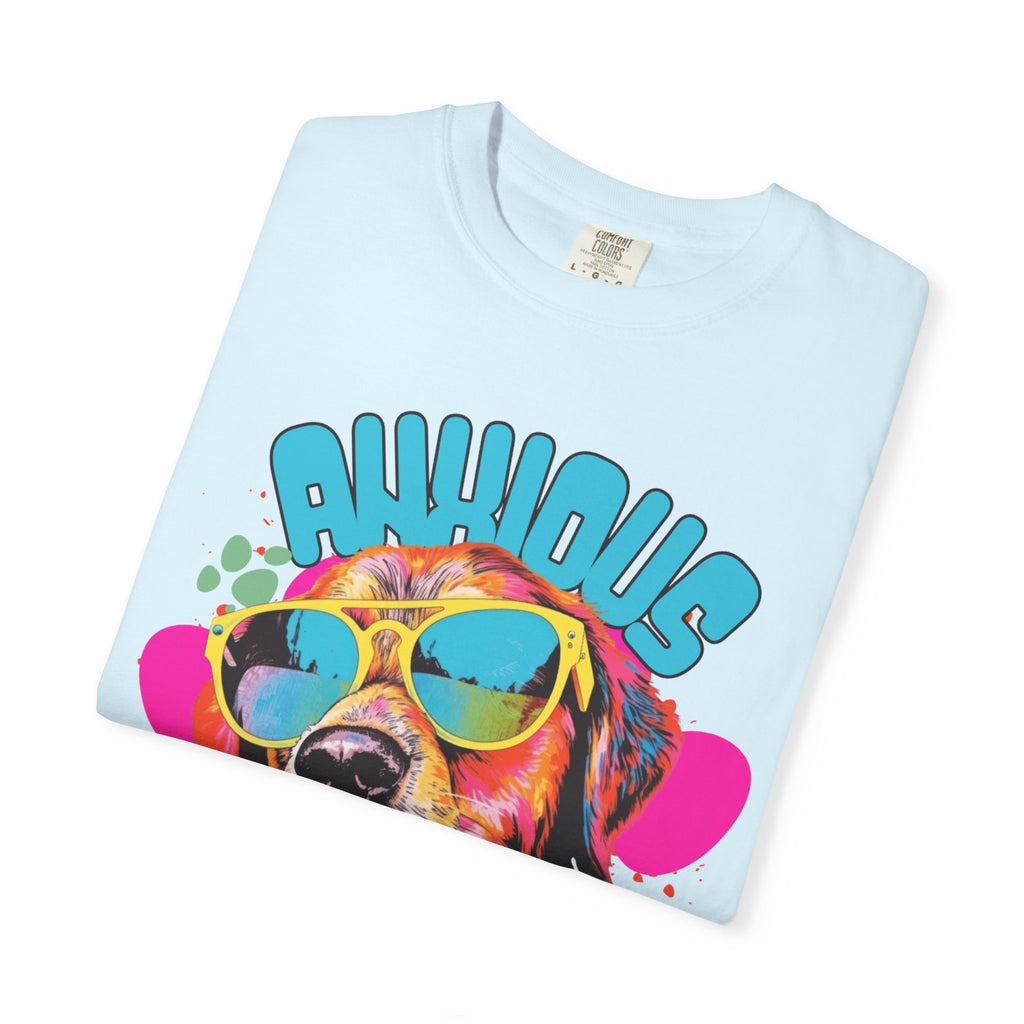 Retro Golden Retriever Shirt, Anxious but Pawsitive Tee, Mental Health Dog Mom, Comfort Colors Colorful Puppy T Shirt, Dog Lover Gift