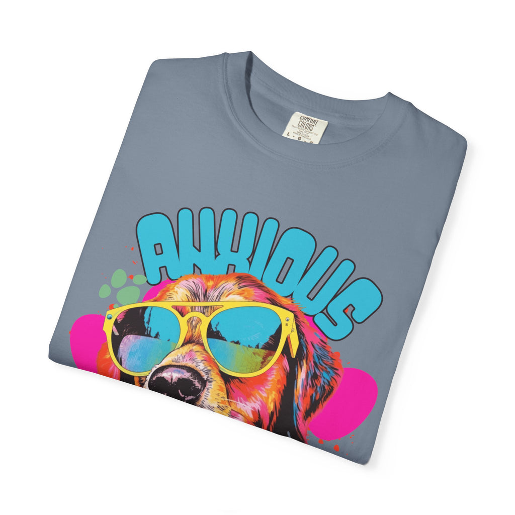 Retro Golden Retriever Shirt, Anxious but Pawsitive Tee, Mental Health Dog Mom, Comfort Colors Colorful Puppy T Shirt, Dog Lover Gift